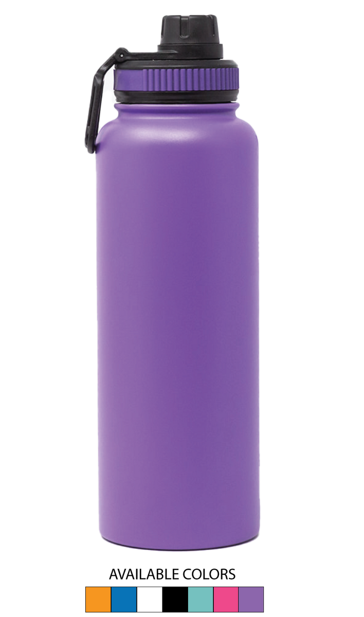 Stainless Steel Water Bottle, Bright Squares — Purple Carrot